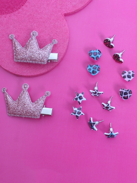 

lil' star Girls Set of Hairclips & 6 Pairs of Studs, Multi