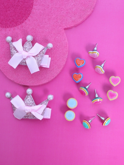 

lil' star Girls Set of 2 Alligator Clips & 6 Studs, Multi