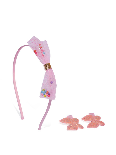 

lil' star Girls Pink & Peach-Coloured Embellished Hair Accessory Set