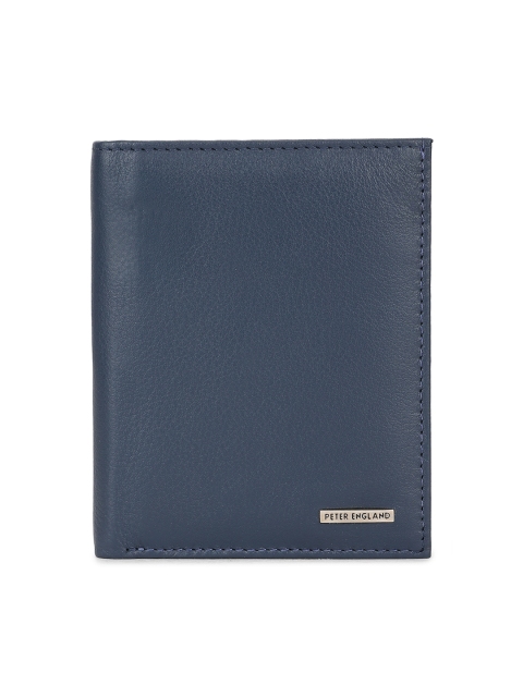 

Peter England Men Navy Blue Textured Two Fold Wallet