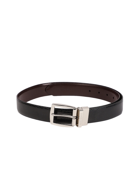 

Peter England Men Black & Brown Reversible Leather Textured Belt