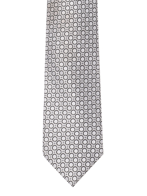 

Peter England Silver-Toned & Black Woven Design Broad Tie