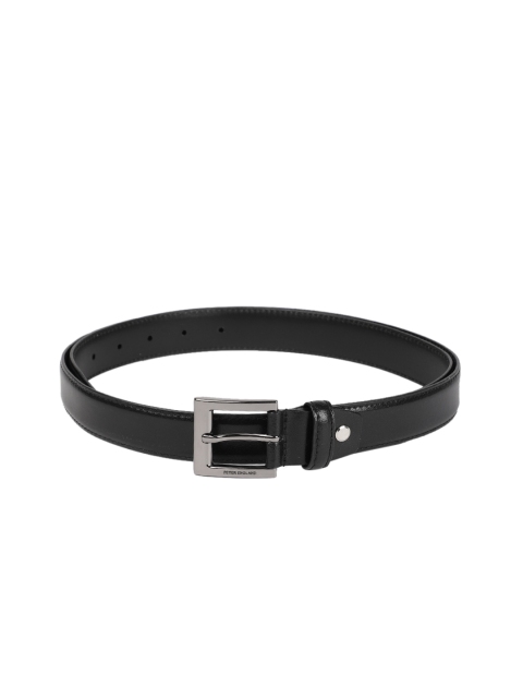 

Peter England Men Black Solid Leather Belt