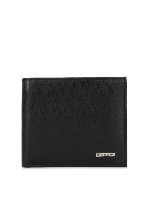 

Peter England Men Black Textured Leather Two Fold Wallet