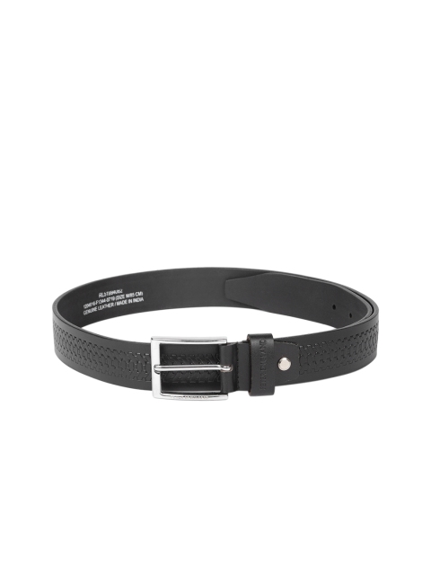 

Peter England Men Black Leather Textured Belt