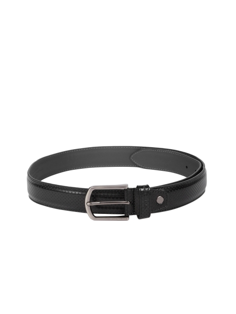 

Peter England Men Black Textured Leather Belt