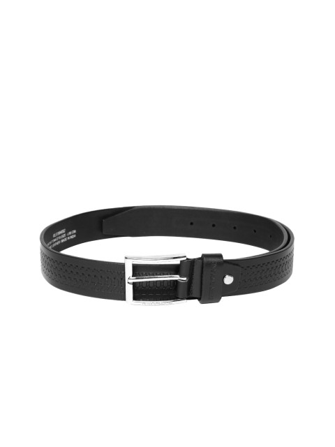 

Peter England Men Black Textured Leather Belt
