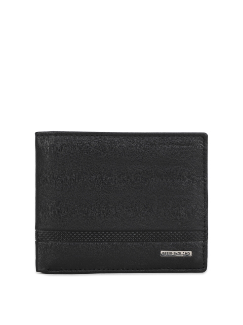 

Peter England Men Black Textured Leather Two Fold Wallet