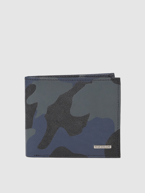 

Peter England Men Blue & Grey Camouflage Two Fold Leather Wallet