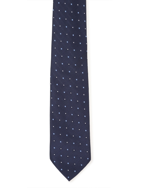 

Peter England Navy Blue Woven Design Broad Tie