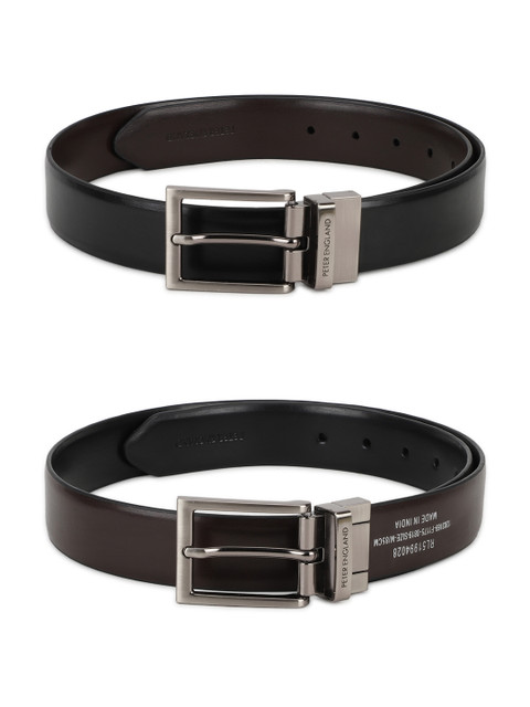 

Peter England Men Black & Brown Solid Reversible Belt