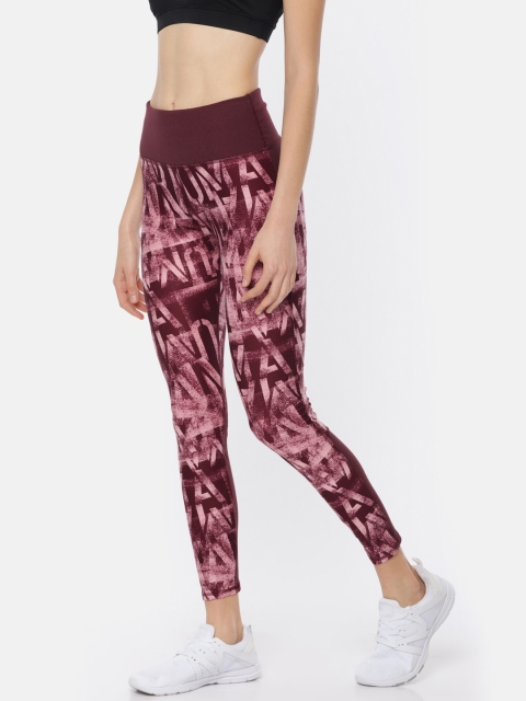 

Puma Women Burgundy Printed Studio 7 8 Graphic DRY-CELL Running & Training Tights