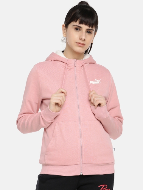 

Puma Women Pink Solid ESS+ Sherpa Hooded Padded Jacket