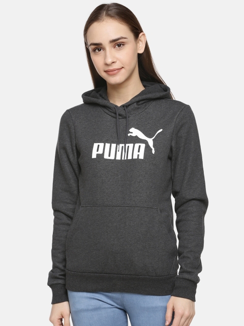 

Puma Women Charcoal Printed Relaxed Fit Hooded Sweatshirt
