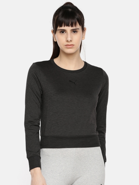 

Puma Women Charcoal Grey Solid Round Neck SOFT SPORTS LS T-shirt