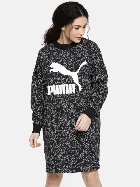 

Puma Women Printed Black Sweatshirt Dress