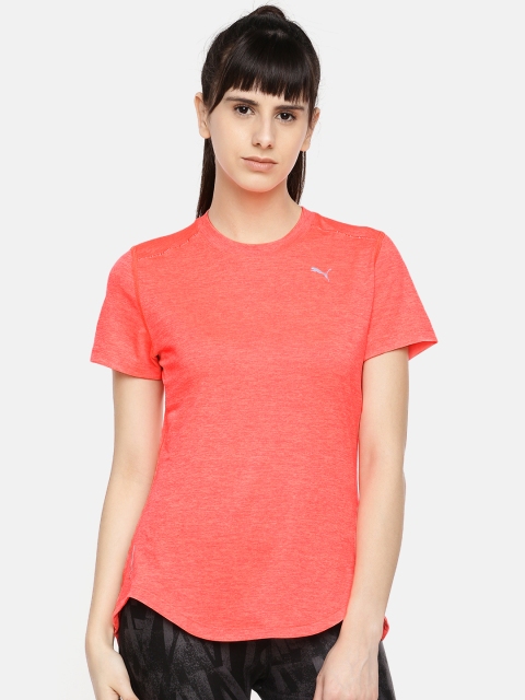 

Puma Women Pink Solid Round Neck Ignite Heather SS Running T-shirt
