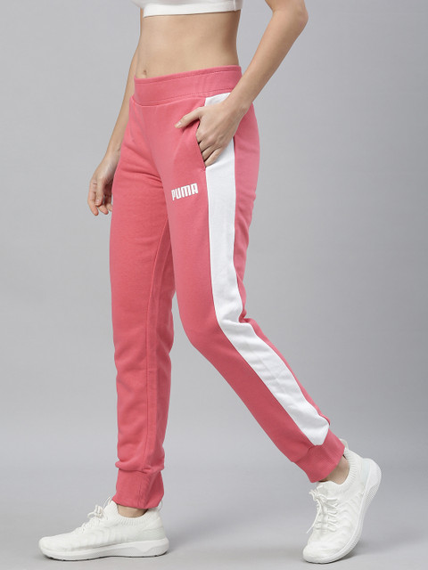 

Puma Women Pink Solid Slim Fit Contrast Pants TR Joggers with Side Stripe