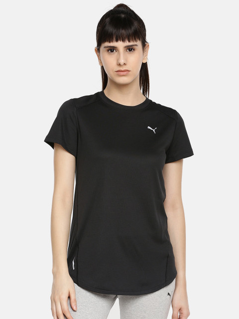 

Puma Women Black Solid Round Neck Ignite SS Running T-shirt
