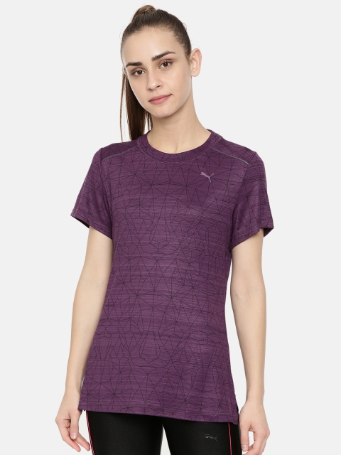 

Puma Women Black & Purple Last Lap Graphic Printed T-Shirt