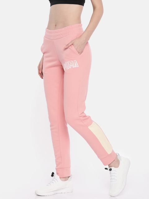 

Puma Women Coral Pink Solid Slim Fit Athletics Joggers