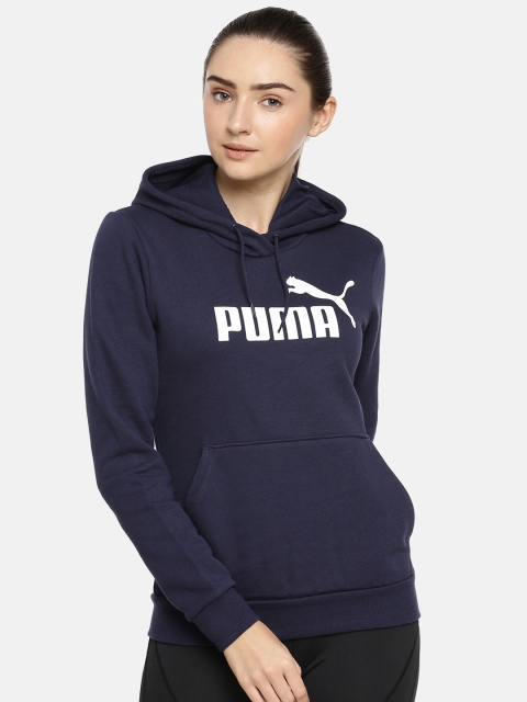 

Puma Women Navy Blue Printed Regular Fit Hooded Sweatshirt
