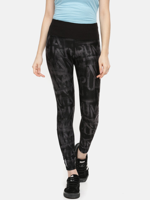 

Puma Women Black Printed Studio 7 8 Graphic DRY-CELL Running & Training Tights