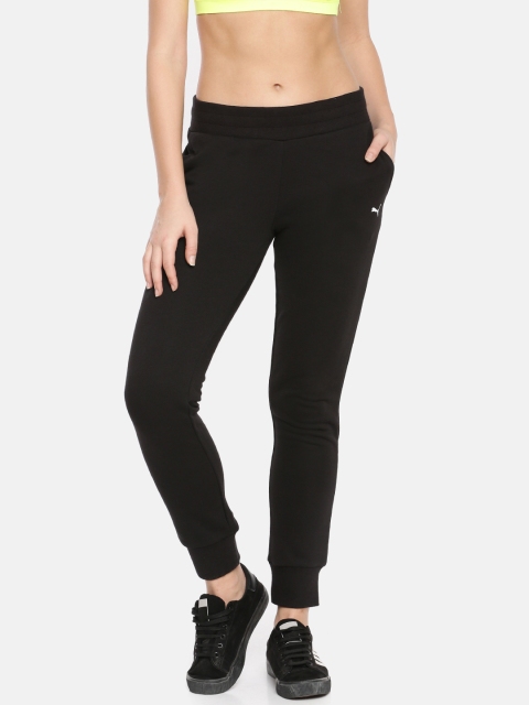 

Puma Women Black Solid Straight Fit ESS TR cl Joggers