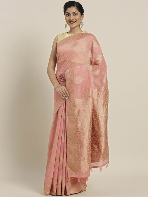 

Pisara Peach-Coloured Silk Cotton Woven Design Banarasi Saree