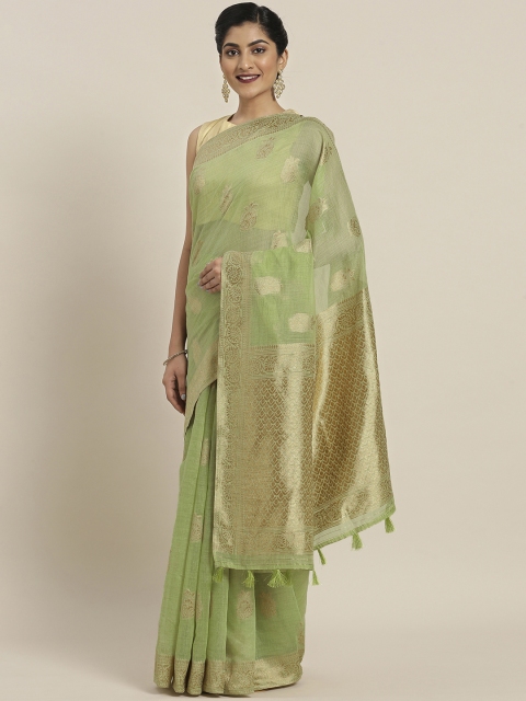 

Pisara Sea Green Silk Cotton Woven Design Banarasi Saree