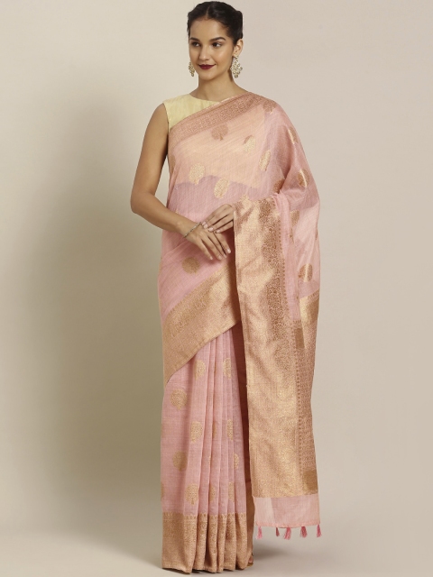 

Pisara Pink & Golden Silk Cotton Woven Design Banarasi Saree