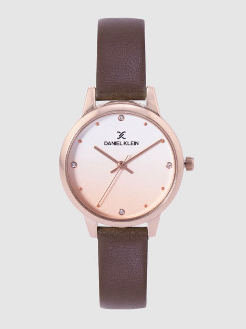 

Daniel Klein Women Peach-Coloured & Off-White Ombre Effect Analogue Watch DK12201-3