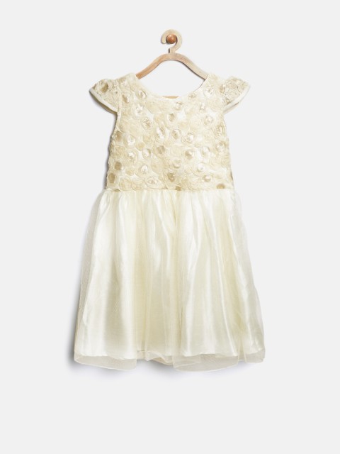 

Gini & Jony Girls Cream-Coloured Sequinned Fit & Flare Dress