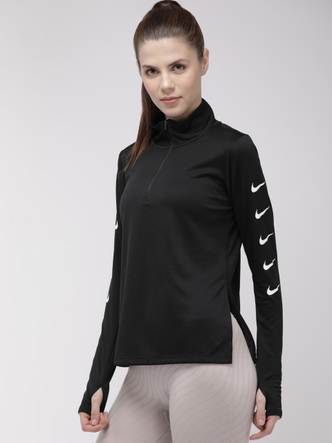 

Nike Women Black Solid Swoosh Top