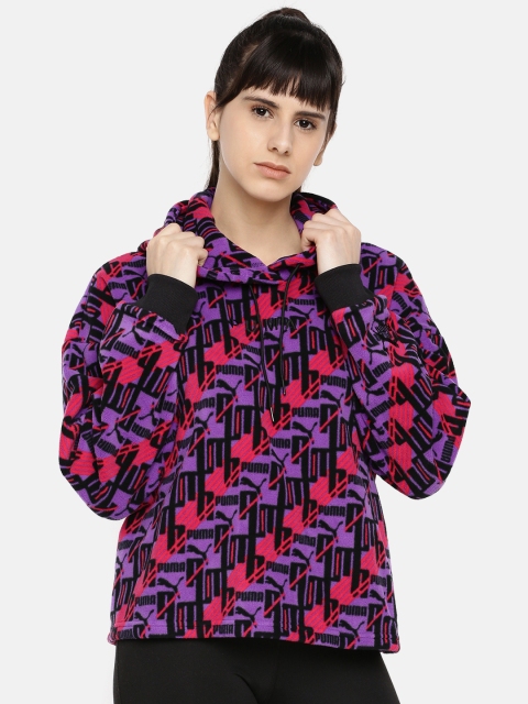 

Puma Women Purple & Pink Printed Hooded Sweatshirt