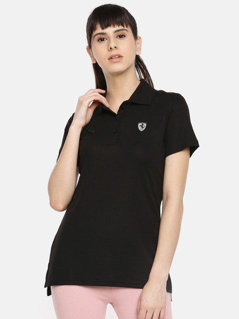 

PUMA Motorsport Women Black Solid Ferrari Polo Collar T-shirt