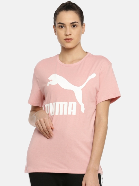 

Puma Women Pink Printed Classics Logo Tshirt