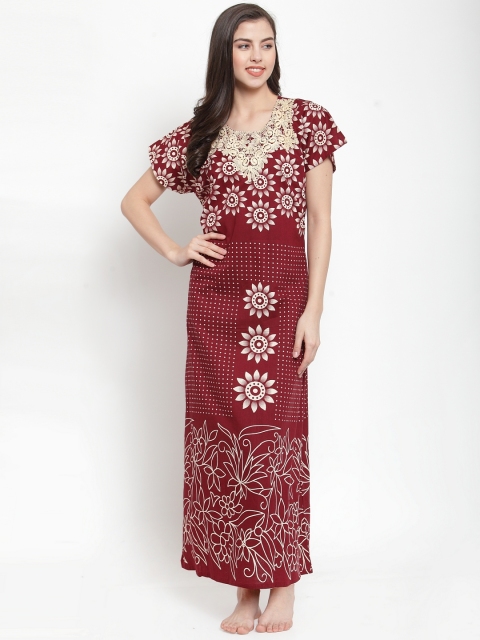 

Secret Wish Maroon & White Printed Nightdress NT-E151-708
