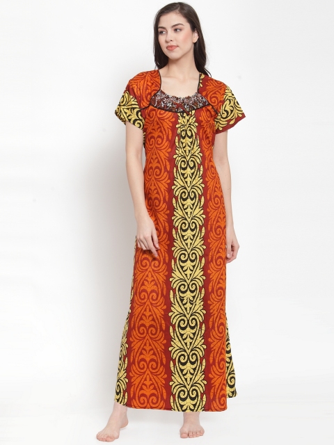 

Secret Wish Orange Printed Nightdress NT-E166-735