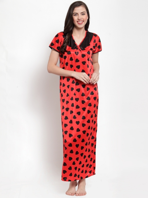 

Secret Wish Red & Black Printed Nightdress NT-E170-741