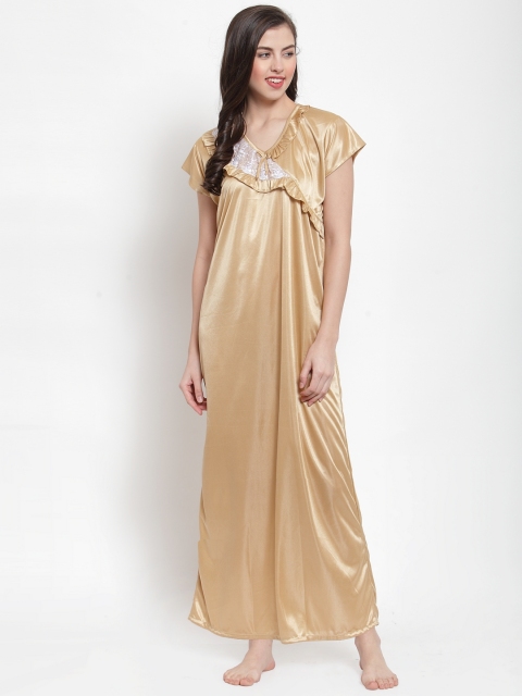 Gold-Toned Solid Nightdress NT-E177-751