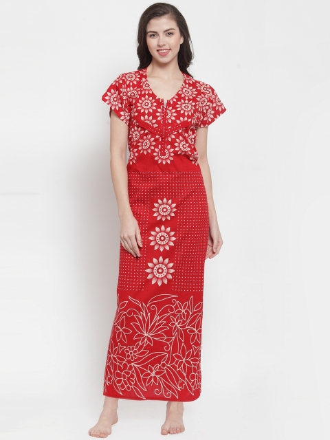

Secret Wish Red & Off-White Printed Maternity Nightdress NT-E179-755