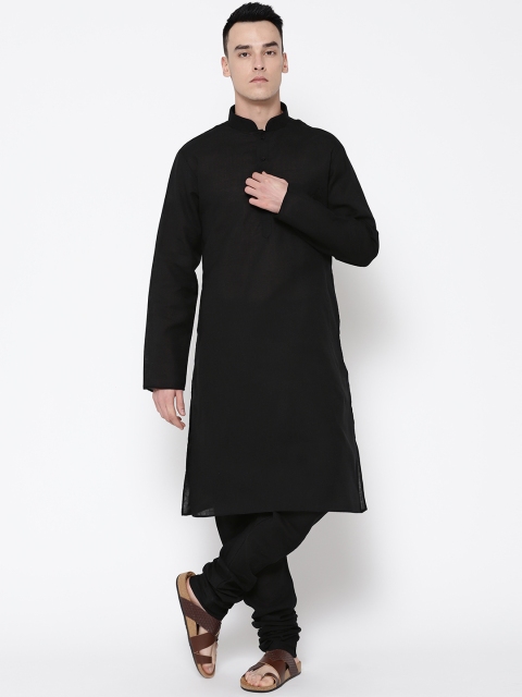 

SG LEMAN Men Black Solid Kurta with Churidar