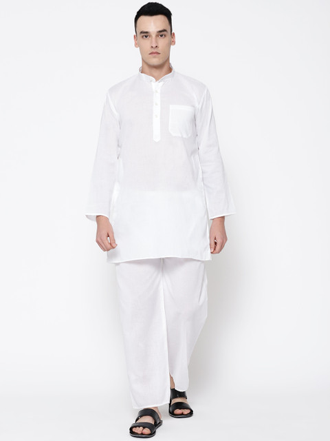 

SG LEMAN Men White Solid Kurta with Pyjamas