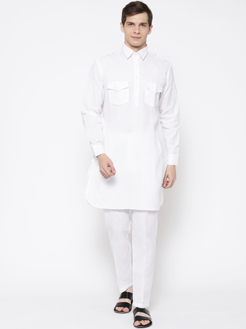 

SG LEMAN Men White Solid Pathani Kurta with Trousers