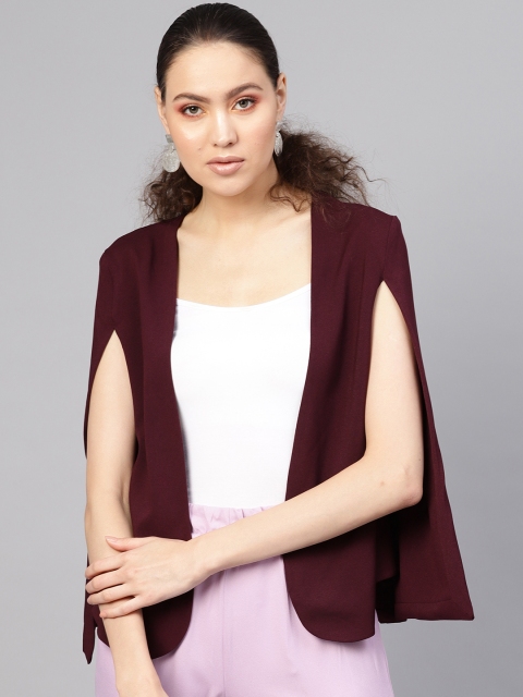 

SASSAFRAS Women Burgundy Solid Cape Jacket