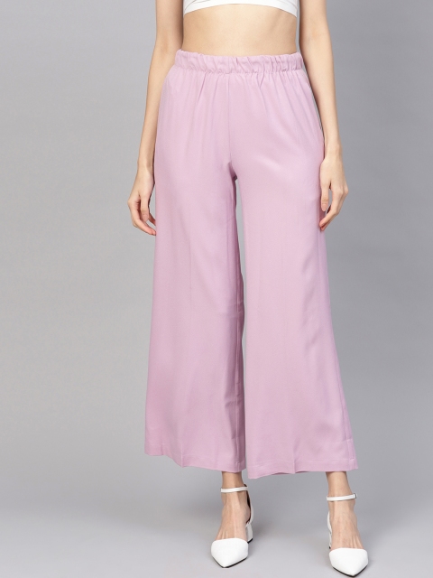 

SASSAFRAS Women Lavender Solid Straight Palazzos