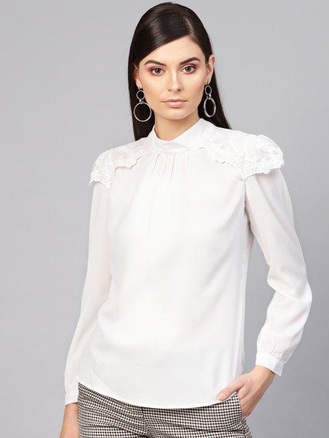 

SASSAFRAS Women White Solid Top
