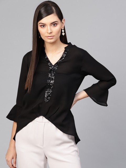 

SASSAFRAS Women Black Solid High-Low Top