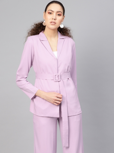 

SASSAFRAS Women Lavender Solid Open Front Jacket